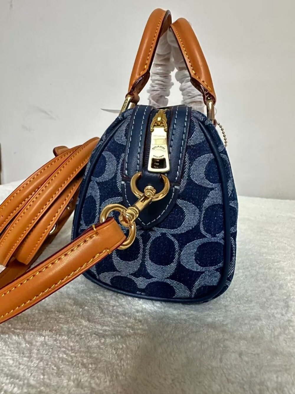 Coach Rowan Satchel Bag In Signature Denim Canvas NWT CY699 - Picture 3 of 8